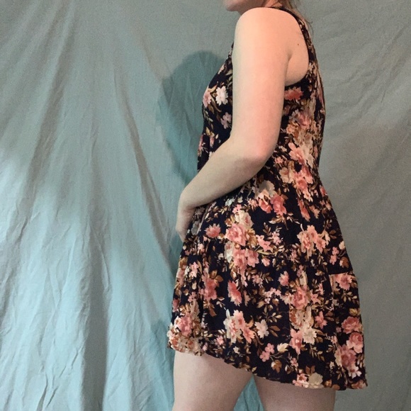 American Eagle Floral Summer Mini Dress Navy - Picture 4 of 4